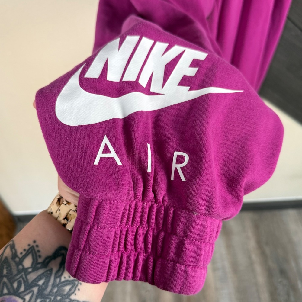 Nike Air Women's 2X Magenta Pink Jogger Sweatpants Logo Zip Pockets Athletic - Picture 3 of 6